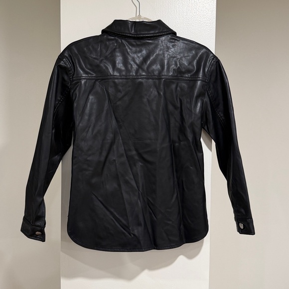 H&M women’s black faux leather front button blouse. Size 12.Very nice condition. - Picture 3 of 4